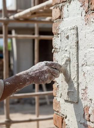 Plaster repair work in progress by Rudram Enterprises